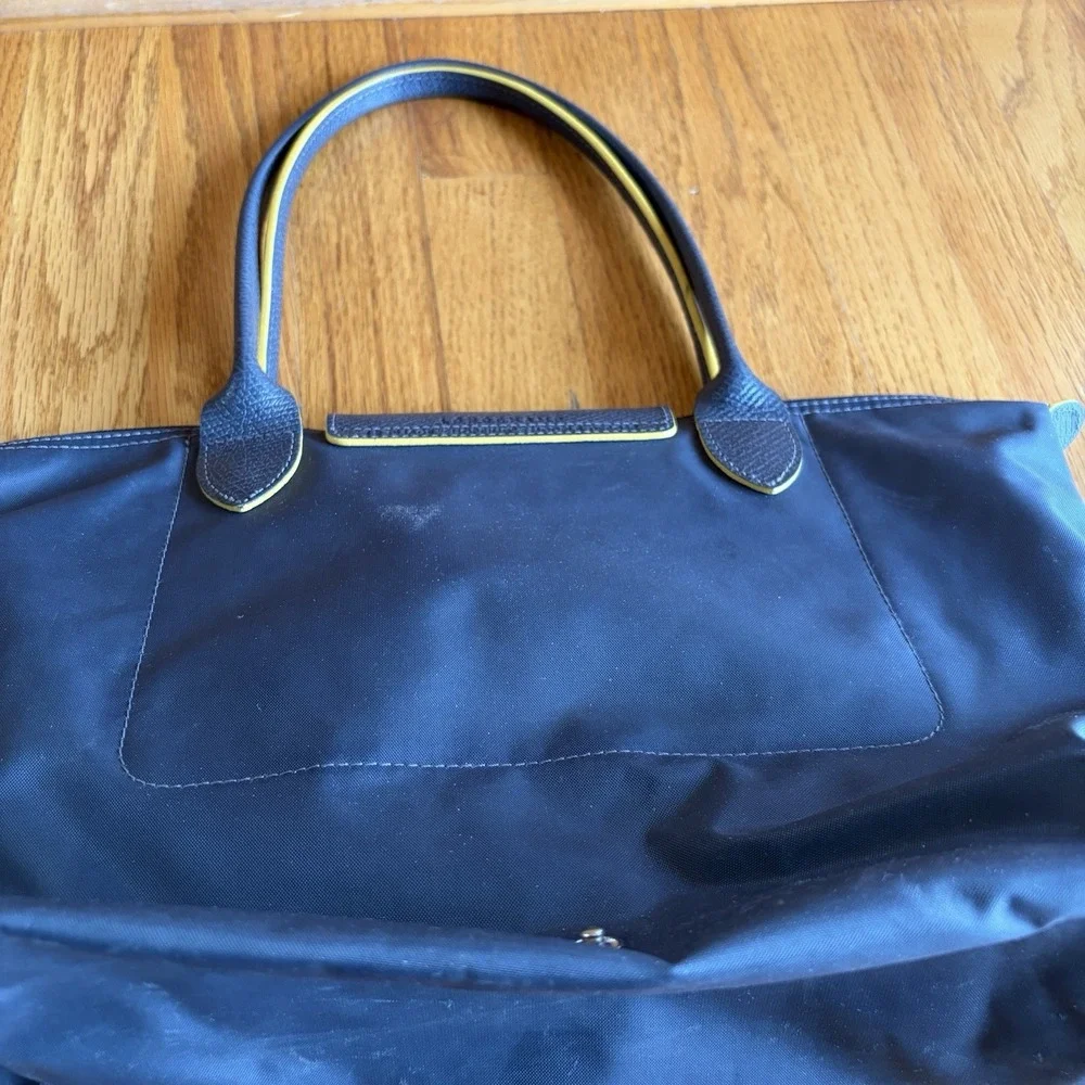 Longchamp Le Pliage Club Tote Bag Light Gray Medium‎ Shoulder Bag Embroidered